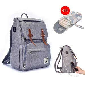 Windelbeutel isolierter Windel -Pyjama -Rucksack mit USB -Ladungshafen für Baby -Outdoor -Reisewagen Tasche D240522