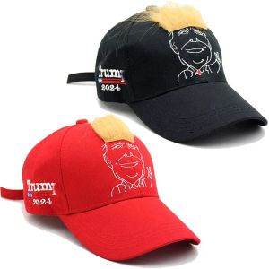 2024 Embrodery Hat With Hair Baseball Cap Trump Supporter Rally Parade Cotton Hats