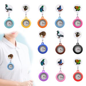 Другие часы аксессуары птичьи клип карманные часы часы для медсестры с Sile Case Watch Second Hand Alligator Medical Hang Clock подарок Otyrk