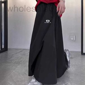 基本的なカジュアルドレスデザイナー高品質のオリジナルパリBファミリー女性の刺繍リサイクル繊維ファブリックエラスティックウエストロングハーフスカート3980