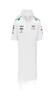 2021 Spring And Autumn New F1 Racing suit Aston Martin team polo shirt sports team uniform shortsleeved white shirt overalls6630781