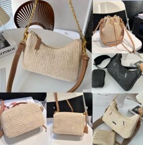 Mulher Bolsas de palha de nylon Bolsas de ombro Bolsas Hobos Bolsas Cadeia Designer Crossbody Baguettes Lady Small Tootes