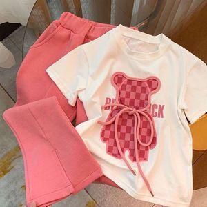 Girls Baby Clothes 2023 Nuovo Summer Children's Cartoon Print T-shirt Pants T-shirt a due pezzi Set Kids Outfits 2-7y L2405