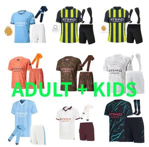 Mancheste Man Ciy Soccer Jerseys 23 24 25 Haaland Grealish Mans Cities Mahrez de Bruyne Foden J.aarez Ederson 2024 2025 Bramkarz Fooball Shir Adul Kids