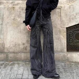 2024SS الأزياء غير الرسمية جينز سراويل أسود الرجال بنطلون الشارع