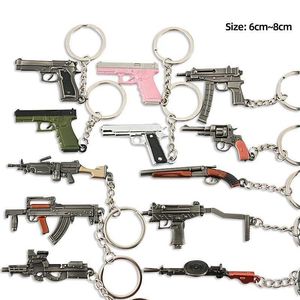 Keychains Bedanyards Game Kichain Jewelry Arma Mini Gun Model Model Metal Pingente Keychain Fashion Champion Bag Car Chaventher Holdrens Gift Q240521