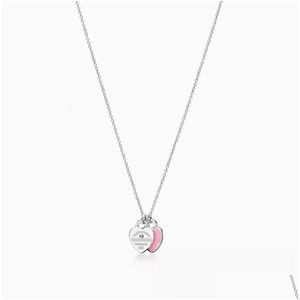 Pendant Necklaces Ism Classic High Edition S925 Sterling Sier Heart Charm Drop Glue Set Diamond Plated Love Necklace Delivery Jewelry Ote4A