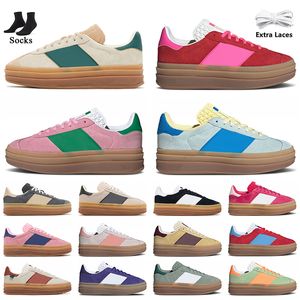 Plattformdesigner Suede Leather Luxury Women Bold Sports Shoes Pink Blue Burst Cream Collegiate Green Red Gum Black White Girls Womens Sneakers Trainers Storlek 36-40