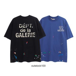 Gallerry Deept High End Designer T-skjortor för modetrendigt brev Slogan Speckle Print Kort ärm T-shirt unisex High Street Half Sleeve With 1: 1 Original Etiketter