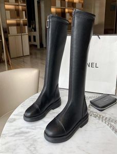 Boots Fashion Black Women Blate Flat Leather Leather Winter Shoes для 2021 года Botas Altas Mujer Мотоцикл Женский дождь Boot7489874