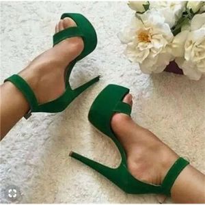 Eleganta modekvinnor Öppna tå One Platform Stiletto Heel Sandals Ankle Strap Super High Heels för FDF S