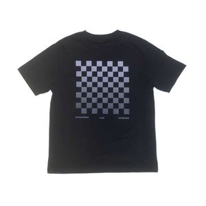 Foam Sparkling Powder Special Craft New Loose Checkerboard High Count Pure Cotton Mens and Womens Same Style Couple T-shirt