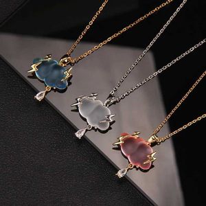 Pendant Necklaces Cloud Necklace Design Advanced Three Point Raindrop Necklace Pendant Jewelry Titanium Steel Lock Bone Chain Necklace d240522