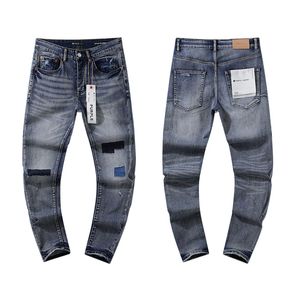 Lila Jeans Designerjeans für Herren Jeans Wanderhose Ripped Hip Hop High Street Modemarke Motorrad Stickerei