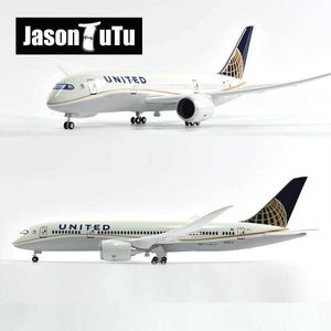 Flygplan Modle Jason Tutu 43-47cm United Boeing B787 Airplane Model Aircraft 1/160 Skala Diecast Harts Light and Wheel Plane Gift Collection Y240522