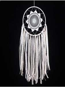 Biała ręcznie robiona makrama łapacza marzeń wiszące domowe dekoracje dekoracje ozdobne obręcze pióro Dreamcatcher wiszący Craft Dekoracja1513461