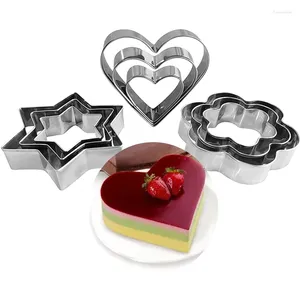 Baking Moulds 3pcs Cookie Cutters Flower Heart Circle Star Mould Stainless Steel DIY Mold Biscuit Cutter Fruit Egg