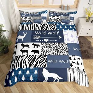 Bedding sets Galaxy Wolf Duvet Cover Set Full Size for Boys Girls Head Printed Cove 1 Quilt 2 cases H240521 MG46