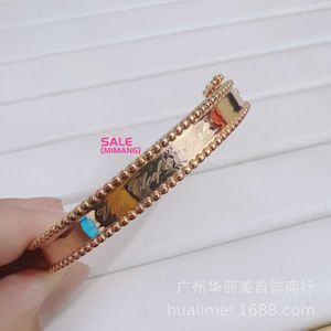 Originale 1to1 van c-a quattro stelle foglia foglia rosa in oro rosa bracciale di bracciale inglese argento argento9xl8 tz90