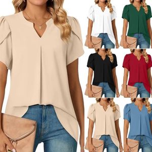 Camicette da donna sexy a v sul collo corto blusa camicetta estate donne camicie a colori solidi sze-st24061