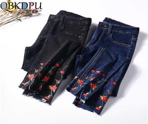 Mode Slim Stretch Flower Sticked Jeans für Frauen plus Größe weiblicher Bleistift -Denimhose Mutter Skinny Casual High Taille Hosen 23773682