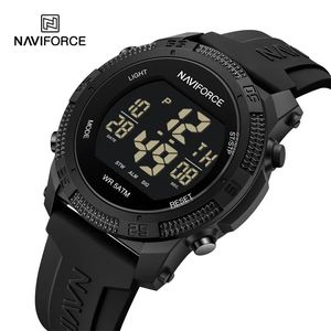 NaviForce Mens LCD Digital Watch Fashion Casual Date and Week Alarm Waterproof Waterproof silikonowy pasek elektroniczny na rękę 240517