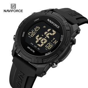 Naviforce Mens ЖК -дисплей Digital Watch Fashion Casual Date и Week Targe Claim водонепроницаемые силиконовые ремешки Электронные наручные часы 240517