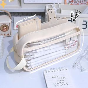 Transparent Pencil Case Large Capacity Pouch School Supplies Pen Trousse Cases Stationery Pencilcase 240511