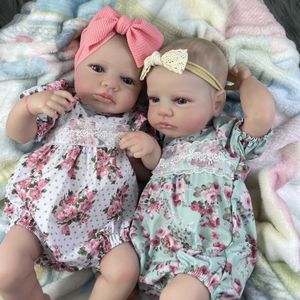 Dockor dockor Mrb 50 cm Loulou Awake Twins Girl Reborn Baby Dolls Life Silicone Vinyl Neonatal 3D Skin Synlig ven Diy Toy S2452202 S2452203