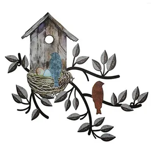 Декоративные фигурки декор металлический искусство листовое дерево настенное дерево наружное с птичьим домом практично