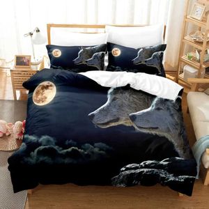 Bedding Sets Wolf Cute Animal Set 3D Kids Cover adulto Luxury Duvet Cover Soft Consterter Single Full King Twin Size Quilt H240521 Z9HJ