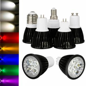 Dimmable LED Spotlight E26 E27 E14 GU10 MR16 GU5.3 9W 12W 15Wブラックランプ電球照明AC 85-265V 110V 220V DC 12V LEDランパダ