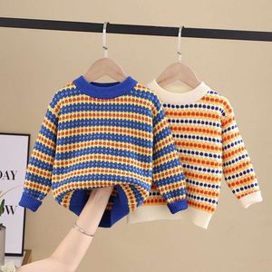 Nowe ubrania dziecięce jesień i zima ciepłe dla dzieci kolorowy Kolor Knit Sweter L2405