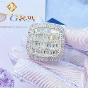 Anpassade VVS Moissanite Diamond Men Ring Shining Bling Iced Out Cross Rings Hip Hop