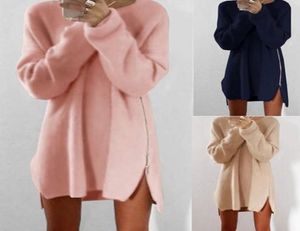 QNPQYX Sexy Womens Ladies Winter Long Sleeve zipper Jumper Tops Fashion Girls Knitted Oversized Baggy Sweater Casual Loose Tunic J9826056
