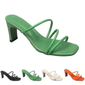Mode kvinnor höga klackar sandaler tofflor skor gai trippel vit svart röd gul grön brun co 9d6