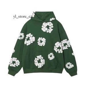 Джинсовые эеры мужские дизайнерские венок цветочный Co Frand Sweater Fashion Denim Sweet -Suits Kapok Black Red Yellow Denim Teers Hoodie 939