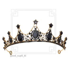 Fashion Headpieces Baroque Retro Black Luxury Bridal Crystal Tiaras Crowns Princess Queen Pageant Prom Rhinestone Veil Tiara Wedding Hair Accessory 492