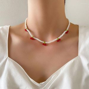 Cara de 1 PC Charming Pearl Cherry Badyed Colar para Girls Women Jewelry Gifts Destaque seu diferente vestindo criativo