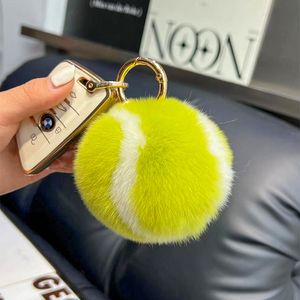 Cute Tennis Ball Car Key Chain Fashion Fur Pom Pom Ball Key Chain Unisex Fluffy Backpack Pendant Plush Bag Charm
