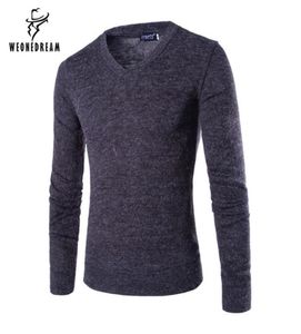 Cały 2017 Men Pullover Men039s Swattershin Solid Fashion Marka Vneck Slim Fit Długie rękawy Dzianin Mężczyźni luźne swetry P1493639