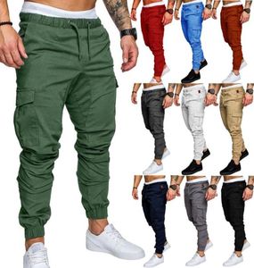 Męskie plisowane spodnie wiele kieszeni Slim Fit Pants Black Blue Army Green Joggers 9880519