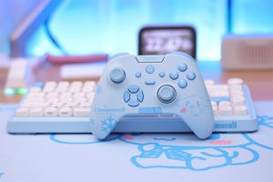 Dareu H105 Cinnamoroll Bluetooth bezprzewodowy gamepad 3 Tryb RGB Lekki kreskówek pies niebieski kontroler wibrujący uchwyt kompatybilny dla telewizji na komputerze para