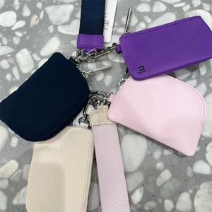 10A quality Designer bag lu dual pouch wristlet clutch bag womens coin purses luxury handbag nylon small purse mens Cardholder canvas wallet lady keychain coin pouch