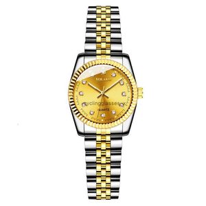 Mody Diamond Inkrustowany złoty zegarek damski stalowy pasek nie mechaniczny