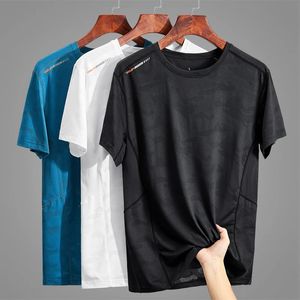 Koszulki Ice Silk T Mężczyzna 6xl 7xl 8xl 9xl krótkiego rękawu TSHIRT Ożyści Mężczyźni Summer Cool Szybkie suche męskie odzież 240520