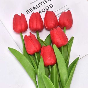 Decorative Objects Figurines 10PcsTulip artificial flower bouquet PE fake tulip for wedding party decoration home garden H240521 9B9A