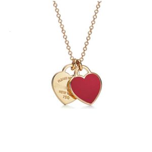 Подвесные ожерелья ism S925 стерлинговое стерлинговое покрытое розовое золото сердца в форме капли эмали любви