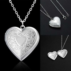 Pendant Necklaces Unique Sculpture Design Heart shaped Photo Frame Necklace Charm Open Storage Cabinet Mens and Womens Commemorative Jewelry d240531