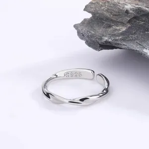 Klusterringar mode 925 sterling silver enkel tvinnad tråd för kvinnor bröllop fina smycken gåva grossist erbjudanden med